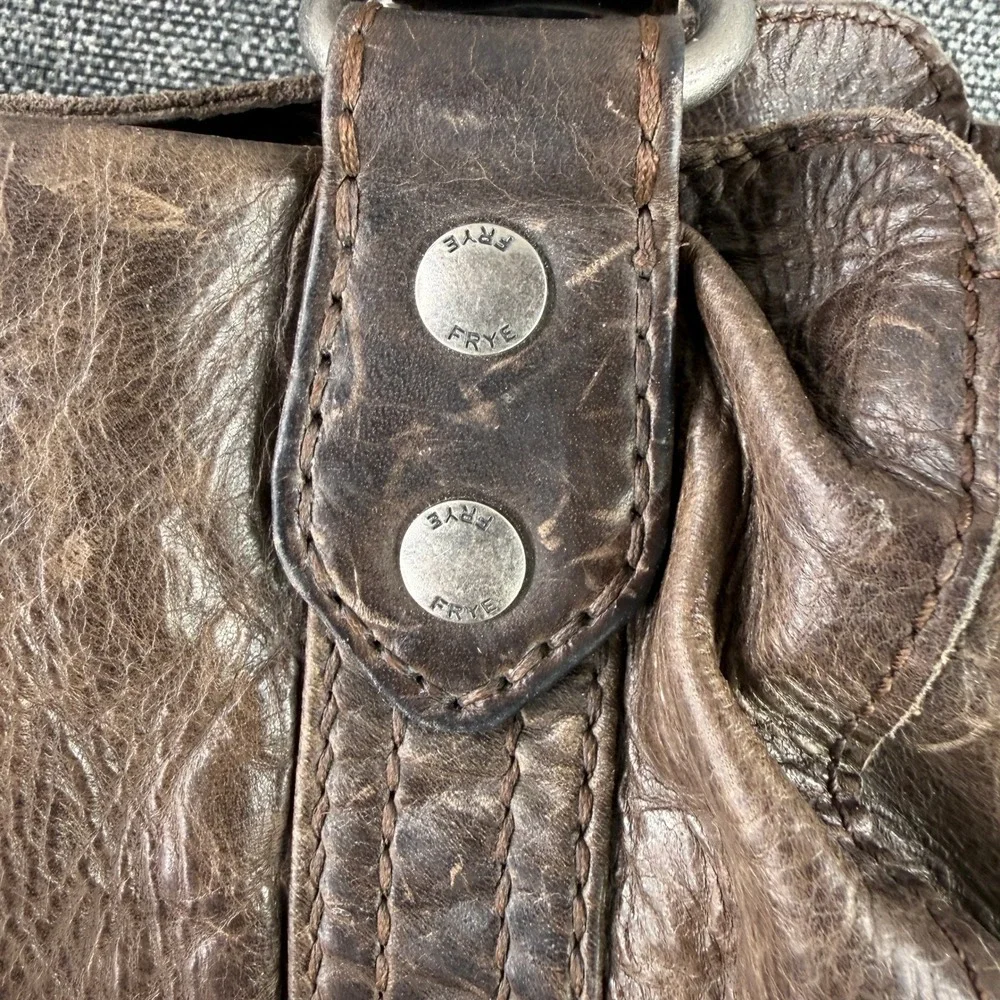 Frye Melissa Satchel Women Medium Brown Distressed Leather Tote Bag
